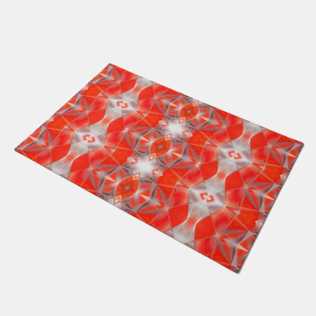 Felpudo Formas rojas curvadas que flotan sobre gris blanco (Angular)