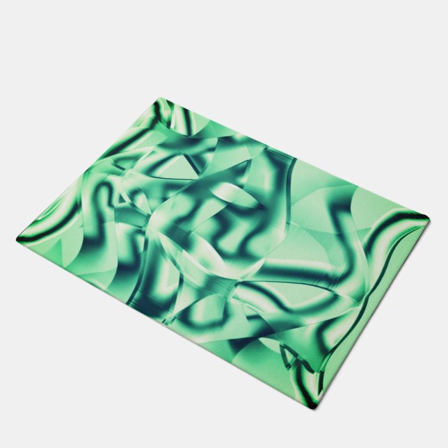 Felpudo Formas verdes curvadas de acrílico, algunos tonos  (Angular)