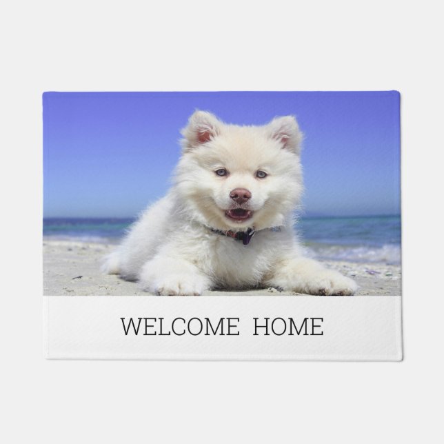 Felpudo Foto: cachorro de perro abierto en casa (Anverso)