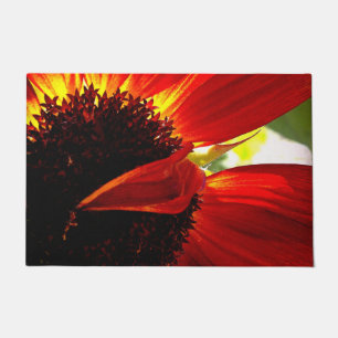 Felpudo Foto de flor de margarita de la gerbera roja audaz
