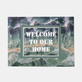 Felpudo Foto De Gemstone Hermosa Gema Fluorita A Rayas