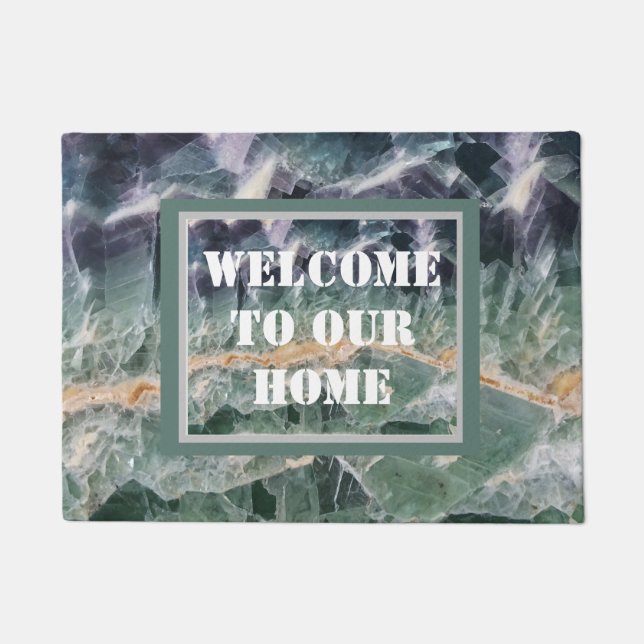 Felpudo Foto De Gemstone Hermosa Gema Fluorita A Rayas (Anverso)