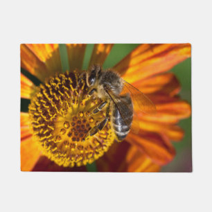 Felpudo Foto de macro Abeja de Miel Occidental