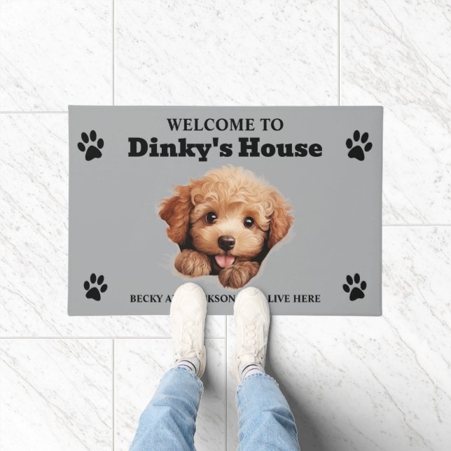 Felpudo Foto de perro de caniche (Interior)