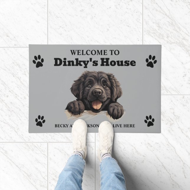 Felpudo Foto de perro de Terranova Cute (Interior)