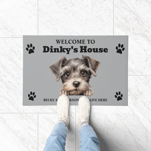 Felpudo Foto de perro lindo Schnauzer miniatura (Interior)