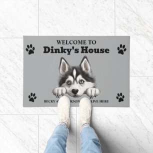 Felpudo Foto de perro lindo Siberian Husky