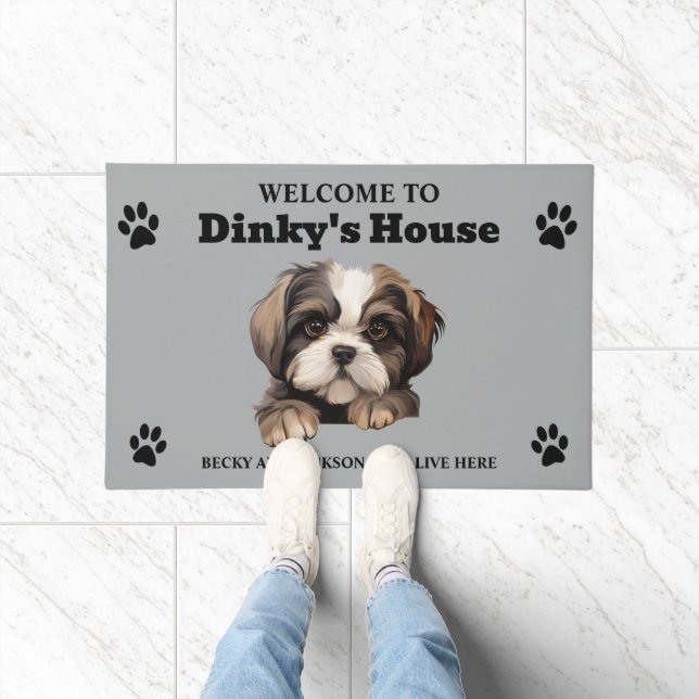 Felpudo Foto de perro Shih Tzu lindo (Interior)