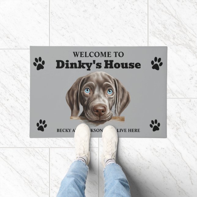 Felpudo Foto de perro Weimaraner lindo (Interior)