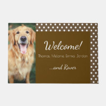 Foto de perro y nombre de familia bienvenida Polka