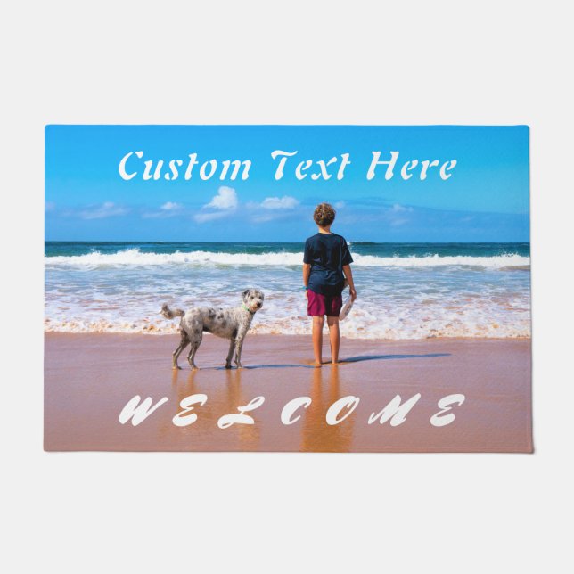 Felpudo Foto personalizado Texto de bienvenida Doormat Tus (Anverso)