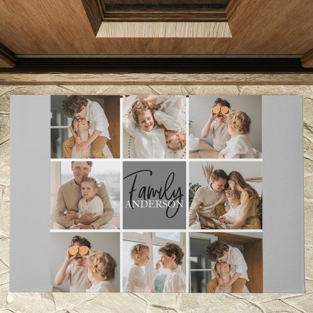 Felpudo Fotografía de la familia Collage y regalo gris per (Subido por el creador)