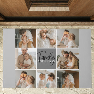 Felpudo Fotografía de la familia Collage y regalo gris per