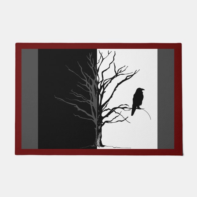 Felpudo Fotografía de pájaro Crow o Raven (Anverso)