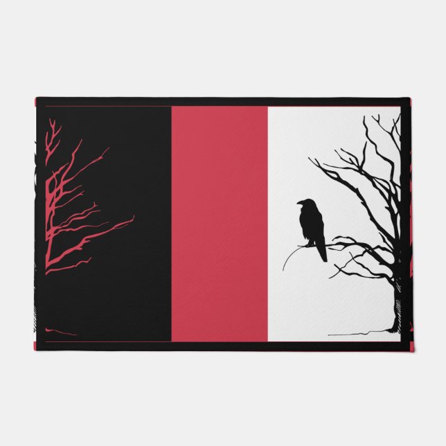 Felpudo Fotografía de pájaro Crow o Raven (Anverso)