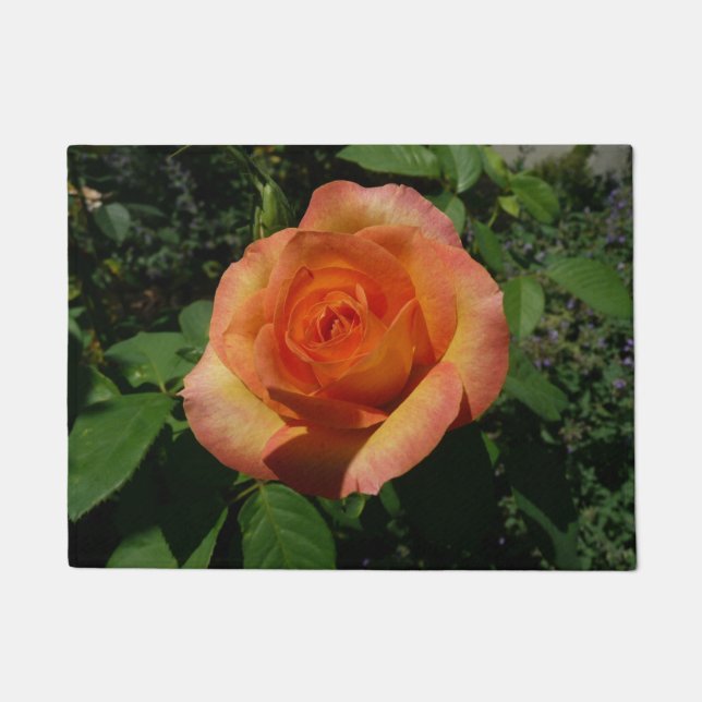 Felpudo Fotografía de Peach Rosa Naranja Floral (Anverso)