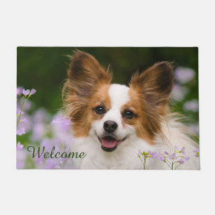 Felpudo Fotografía romántica de Papillon Dog Cute - Bienve