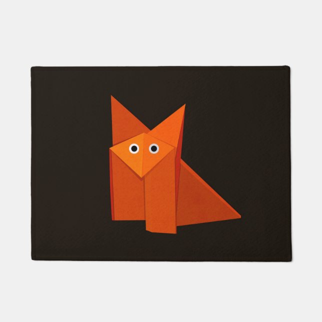 Felpudo Fox lindo oscuro de Origami (Anverso)