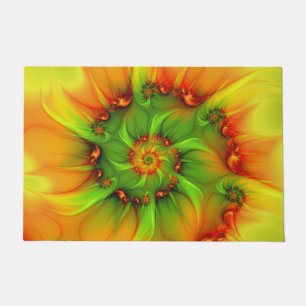 Felpudo Fractal de color verde verano caliente Naranja abs