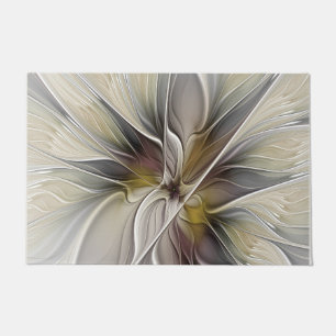 Felpudo Fractal floral, flor de fantasía con colores de la