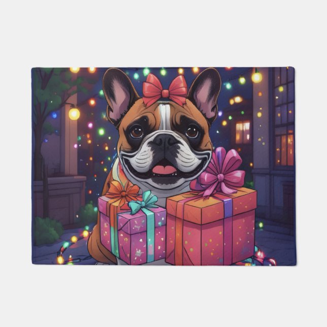 Felpudo Französische Bulldogge French Bulldog Weihnachten (Anverso)