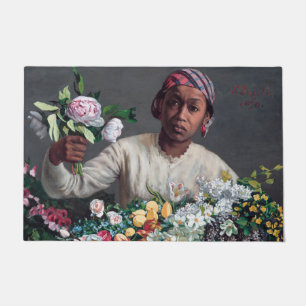 Felpudo Frederic Bazille - Mujer joven con peonías