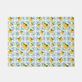 Felpudo French Country Lemon Blue Tile Pattern