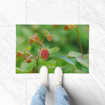 Fresas Silvestres Sobre Verde Foto Con Apellido De