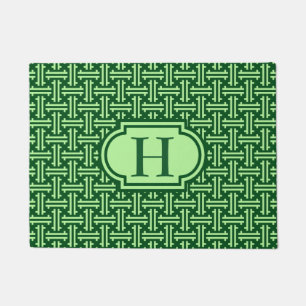 Felpudo Fret chino Art Deco, verde jade oscuro