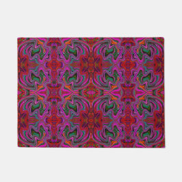 Felpudo Frio Patrón Ondulado Magenta, Rojo y Verde Trippy