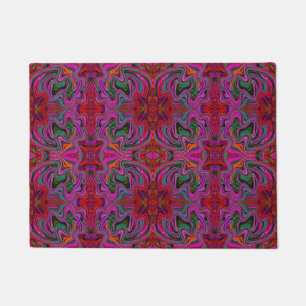 Felpudo Frio Patrón Ondulado Magenta, Rojo y Verde Trippy