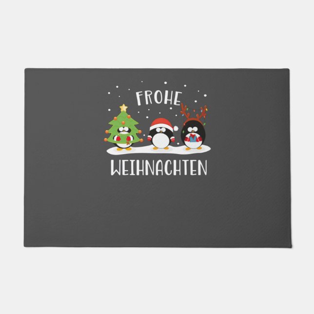 Felpudo Frohe Weihnachten Merry Christmas Lustig Pinguine (Anverso)