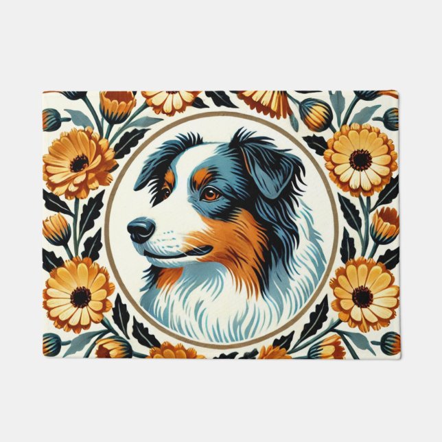 Felpudo Frontera Collie Flower Garden (Anverso)