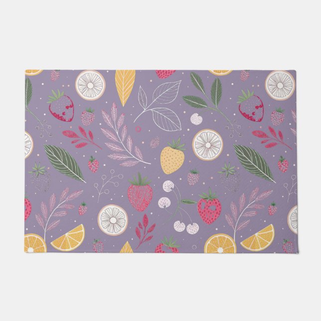 Felpudo "Fruta púrpura y estampado floral Mat" (Anverso)