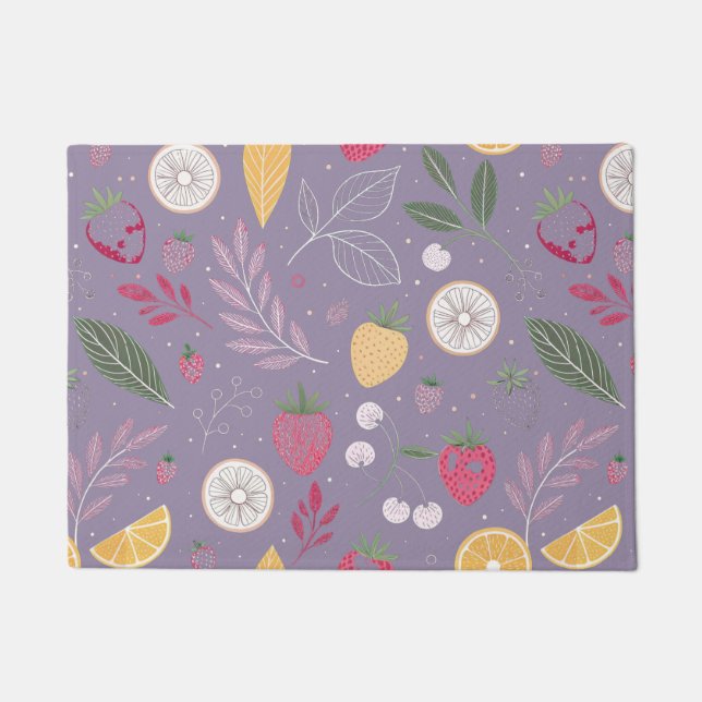 Felpudo "Fruta púrpura y estampado floral Mat" (Anverso)