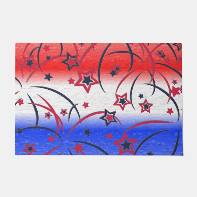Felpudo Fuegos artificiales en el azul rojo blanco (Anverso)