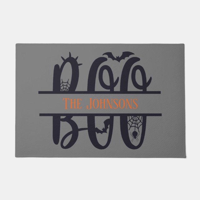 Felpudo Fun Boo Monograma Añadir nombre Halloween (Anverso)