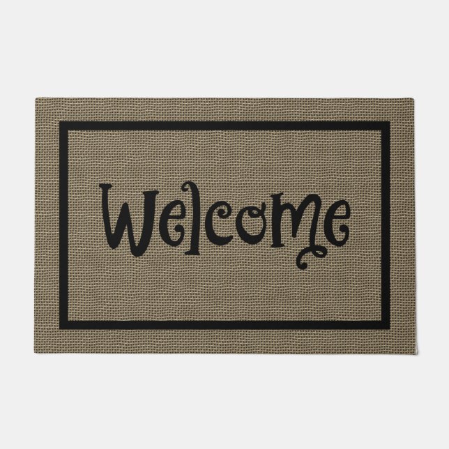 Felpudo Fun Fun Fall Faux Burlap Bienvenida Mat Large (Anverso)