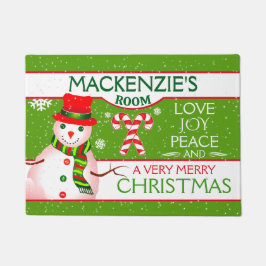 Felpudo FUN Snowman for CHILD'S ROOM | GREEN Christmas