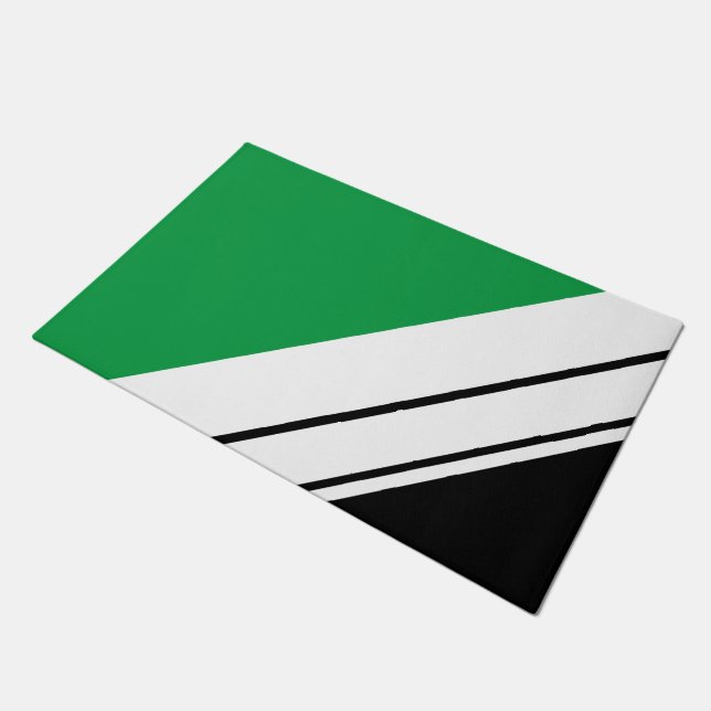 Felpudo Fun Sporty Black Bright Green Carreras Blancas Str (Angular)