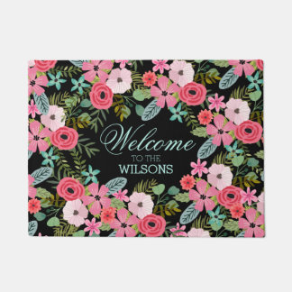 Felpudo Funda de puerta personalizada Welcome Floral