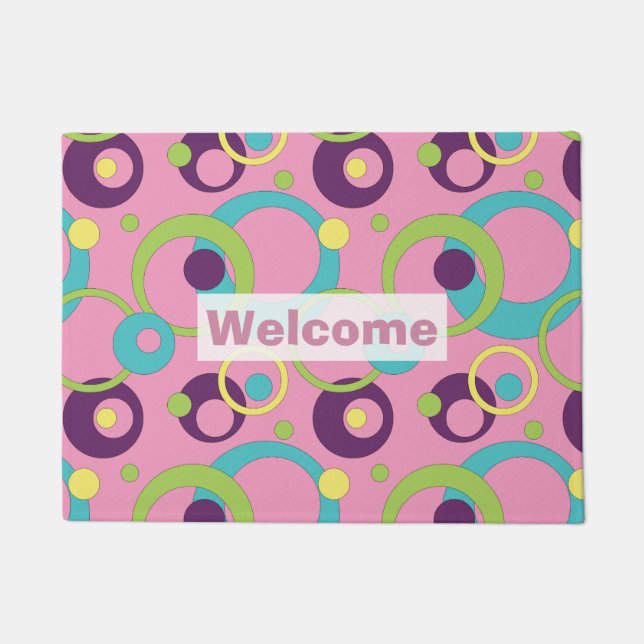 Felpudo Funky Círculos Rosados Doormat (Anverso)
