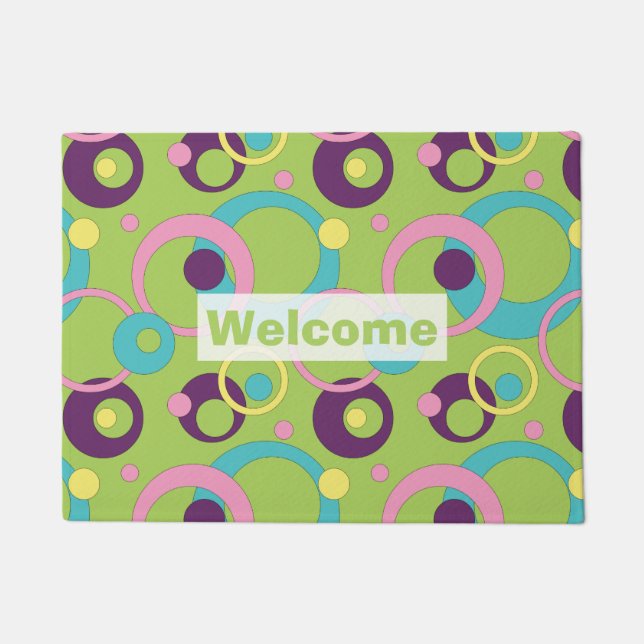 Felpudo Funky Green Circles Doormat (Anverso)