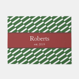 Felpudo Funky Green Pattern Family Name and Year Modern