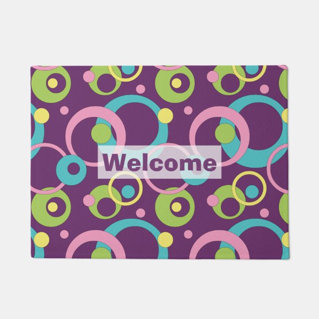 Felpudo Funky Purple Circles Doormat (Anverso)