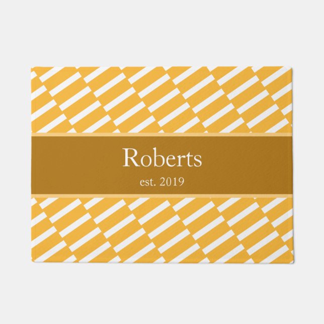 Felpudo Funky Yellow Pattern Family Name and Year Modern (Anverso)