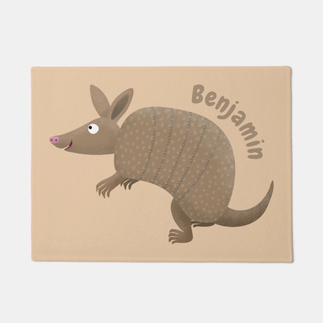 Felpudo Funny armadillo feliz personalizado ilustracion (Anverso)