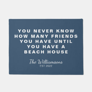 Felpudo Funny Beach House Friends cita Blue personalizado