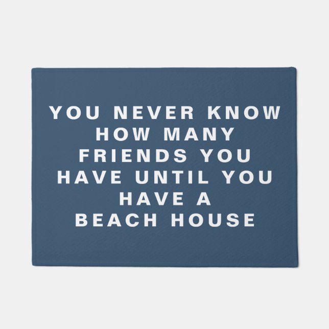 Felpudo Funny Beach House Friends Cita Texto editable Azul (Anverso)