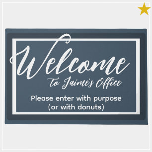 Felpudo Funny Blue Custom Name Office Workplace Mat